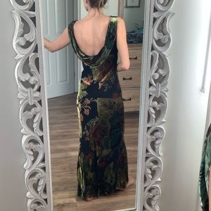 Ethos 100% silk velvet burnout maxi dress gown